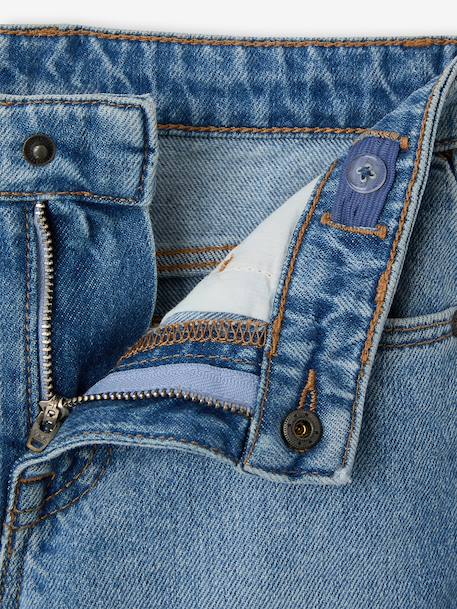 Rechte jeans voor jongens met omslag ongewassen denim+stone - vertbaudet enfant 