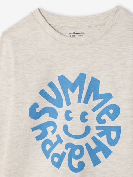 T-shirt voor jongens met print gemêleerd wit+grijsblauw+marineblauw - vertbaudet enfant 