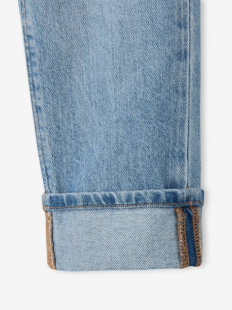 Rechte jeans voor jongens met omslag ongewassen denim+stone - vertbaudet enfant 