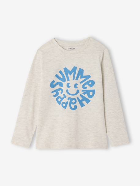 T-shirt voor jongens met print gemêleerd wit+grijsblauw+marineblauw - vertbaudet enfant 