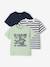 Set van 3 T-shirt met korte mouwen amandelgroen+karamel+marineblauw+pecannoot+petrolblauw+saliegroen - vertbaudet enfant 