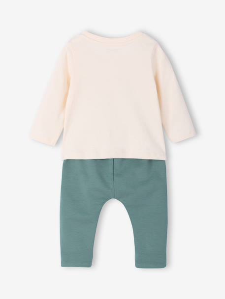 Babyset T-shirt + molton broek gestreept / karamel+groenblauw - vertbaudet enfant 