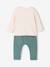 Babyset T-shirt + molton broek gestreept / karamel+groenblauw - vertbaudet enfant 
