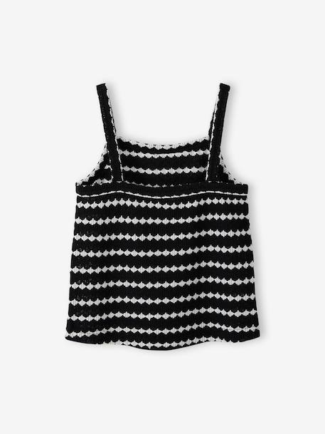 Sweater met fantasiebreisel voor meisjes JONEN zwart+zwart, gestreept - vertbaudet enfant 