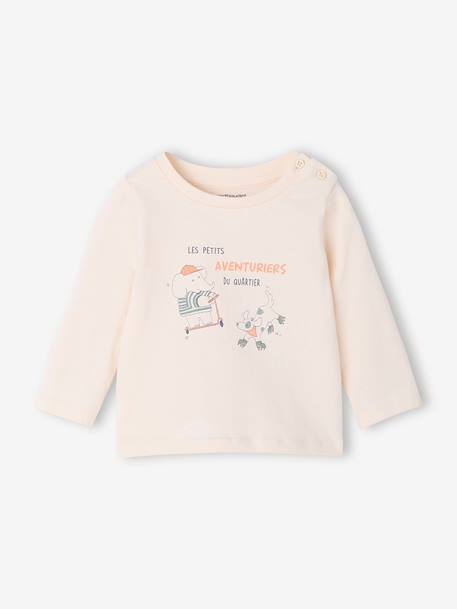 Babyset T-shirt + molton broek gestreept / karamel+groenblauw - vertbaudet enfant 