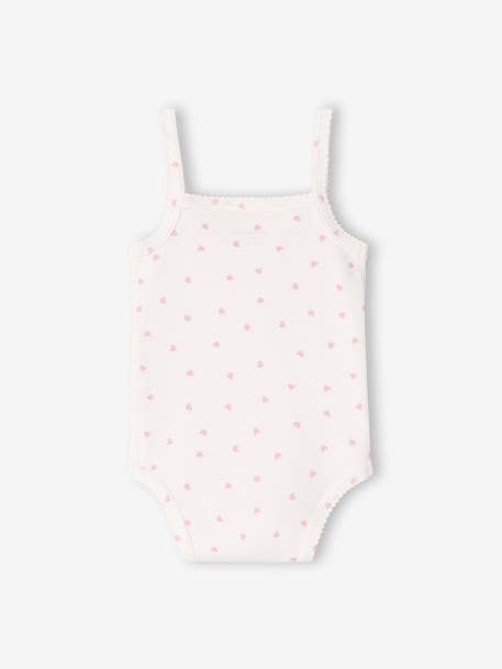 Set van 3 body's voor meisjes met bretels van biologisch katoen ecru - vertbaudet enfant 