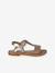 Leren sandalen voor meisjes, collectie kleuterschool 6467+bruin+bruin, bedrukt+turquoiseblauw - vertbaudet enfant 