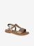 Leren sandalen voor meisjes, collectie kleuterschool 6467+bruin+bruin, bedrukt+turquoiseblauw - vertbaudet enfant 