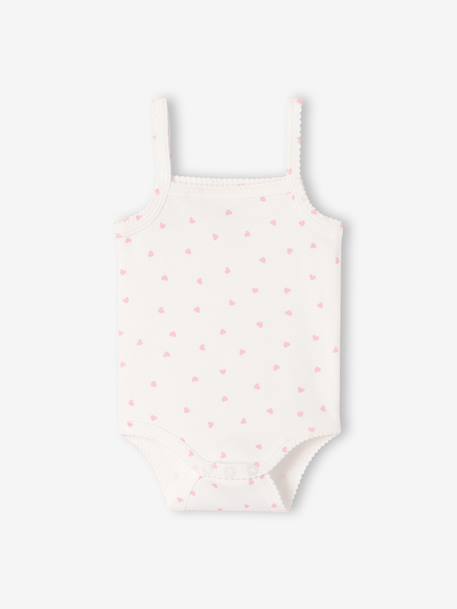 Set van 3 body's voor meisjes met bretels van biologisch katoen ecru - vertbaudet enfant 