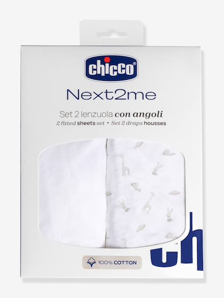Set 2 hoeslakens Next2Me CHICCO wit - vertbaudet enfant 