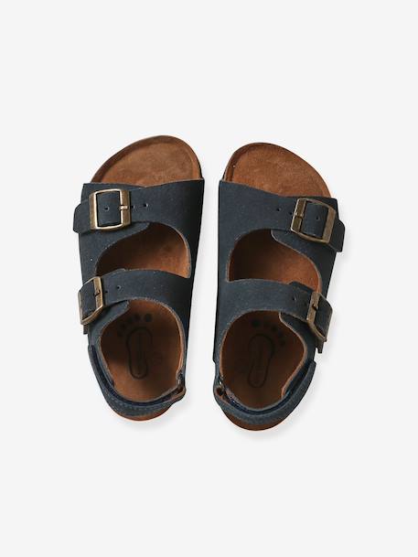 Leren sandalen voor jongens met gespen blauw - vertbaudet enfant 