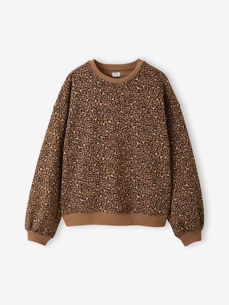 Sweater met wijde pasvorm bruin+marineblauw+vanille - vertbaudet enfant 