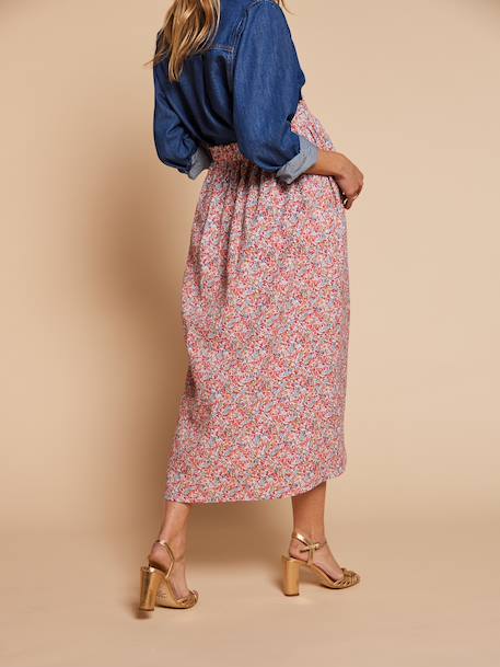 Lange rok met elastische taille en bloemenmotief meerkleurig - vertbaudet enfant 