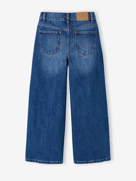Wijde broek denim voor meisjes denimgrijs+lichtblauw+middenblauw - vertbaudet enfant 