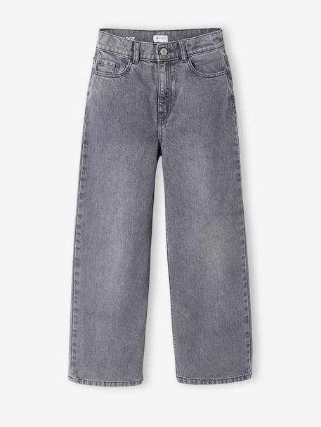 Wijde broek denim voor meisjes denimgrijs+lichtblauw+middenblauw - vertbaudet enfant 