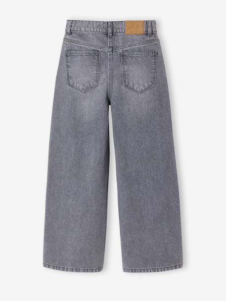 Wijde broek denim voor meisjes denimgrijs+lichtblauw+middenblauw - vertbaudet enfant 