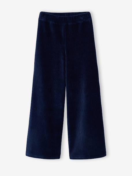 Wijde broek fluweel / velours marineblauw - vertbaudet enfant 