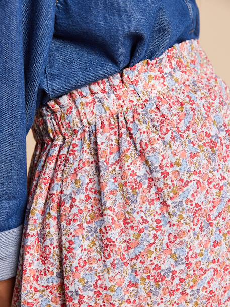 Lange rok met elastische taille en bloemenmotief meerkleurig - vertbaudet enfant 
