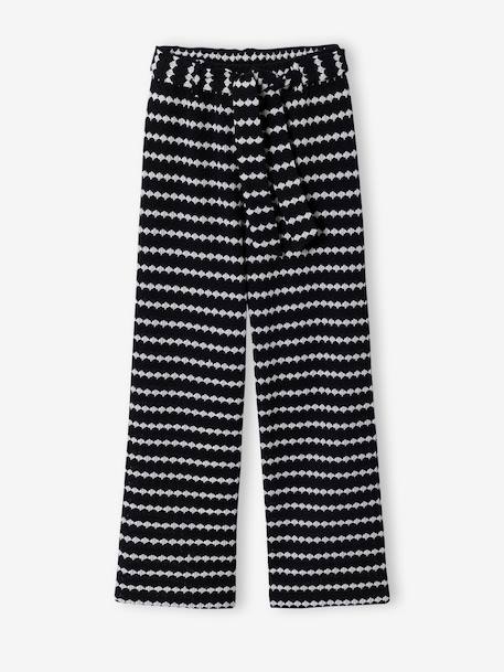 Wijde sweater met fantasie breisel voor meisjes JONEN zwart+zwart, gestreept - vertbaudet enfant 