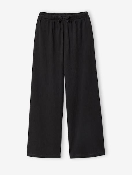 Wijde broek voor meisjes van tricot antraciet - vertbaudet enfant 