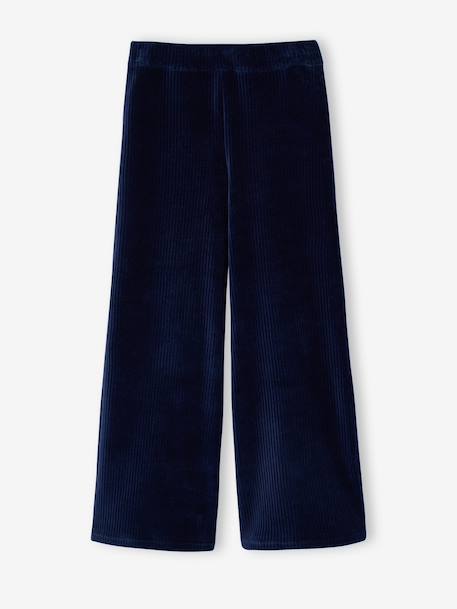 Wijde broek fluweel / velours marineblauw - vertbaudet enfant 