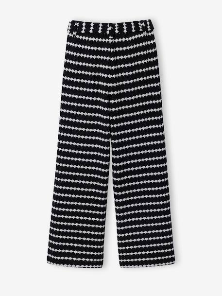 Wijde sweater met fantasie breisel voor meisjes JONEN zwart+zwart, gestreept - vertbaudet enfant 
