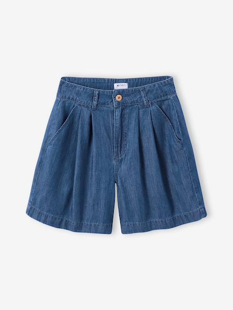 Meisjesset short top in lichte denim middenblauw - vertbaudet enfant 