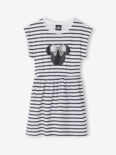 MINNIE jurk met korte mouwen marineblauw, gestreept - vertbaudet enfant 