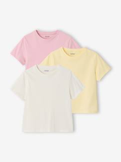 Meisje-T-shirt, souspull-Set van 3 effen t-shirts voor meisjes