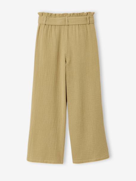Broek van katoenen hydrofiel voor meisjes JONEN inktblauw+kaki - vertbaudet enfant 