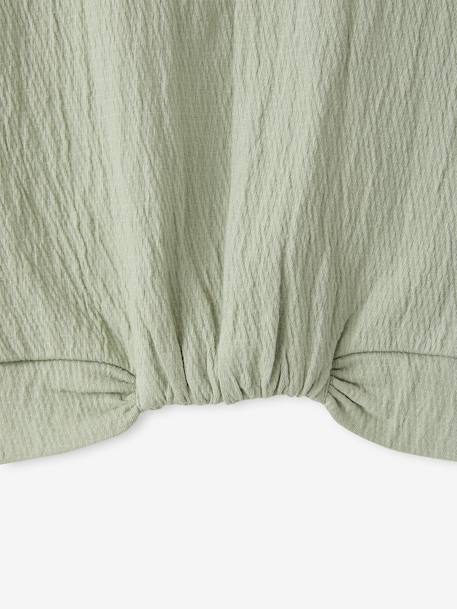 Blouse met korte mouwen amandelgroen+wit, bedrukt - vertbaudet enfant 