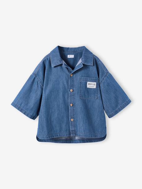 Meisjesset short top in lichte denim middenblauw - vertbaudet enfant 