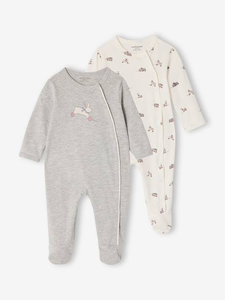 Set van 2 babyslaappakjes voor pasgeborenen gemêleerd grijs - vertbaudet enfant 