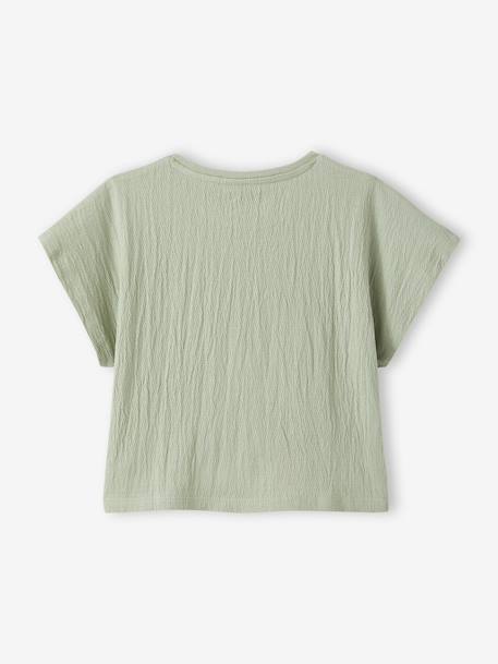 Blouse met korte mouwen amandelgroen+wit, bedrukt - vertbaudet enfant 