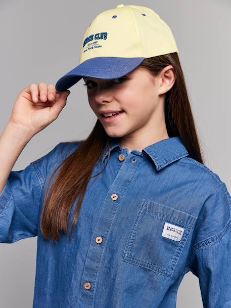 Meisjesset short top in lichte denim middenblauw - vertbaudet enfant 