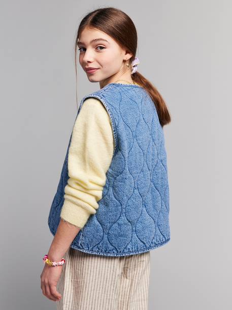 Denim jas zonder mouwen middenblauw - vertbaudet enfant 