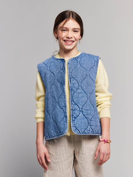 Denim jas zonder mouwen middenblauw - vertbaudet enfant 