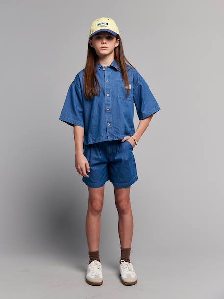 Meisjesset short top in lichte denim middenblauw - vertbaudet enfant 