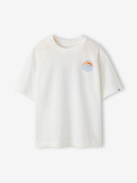 T-shirt met motief voor/achter, gewassen effect JONEN blauwgroen+ecru - vertbaudet enfant 