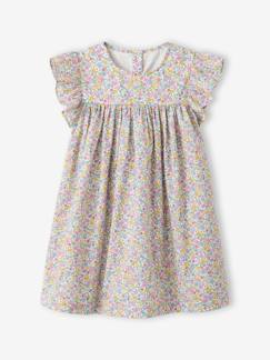 -Jurk met print en korte mouwen met ruches 