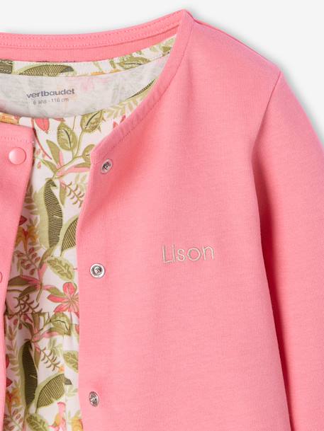 Set jurk + cardigan voor meisje roze, bedrukt+zachtpaars - vertbaudet enfant 