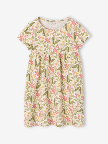 Set jurk + cardigan voor meisje roze, bedrukt+zachtpaars - vertbaudet enfant 