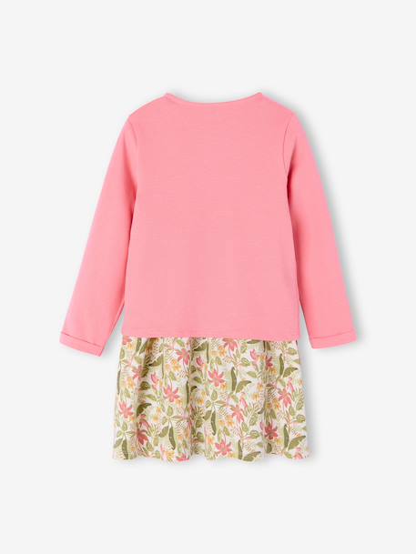 Set jurk + cardigan voor meisje roze, bedrukt+zachtpaars - vertbaudet enfant 