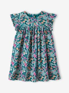 -Jurk met print en korte mouwen met ruches 