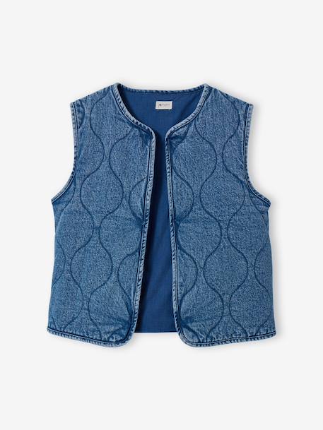 Denim jas zonder mouwen middenblauw - vertbaudet enfant 