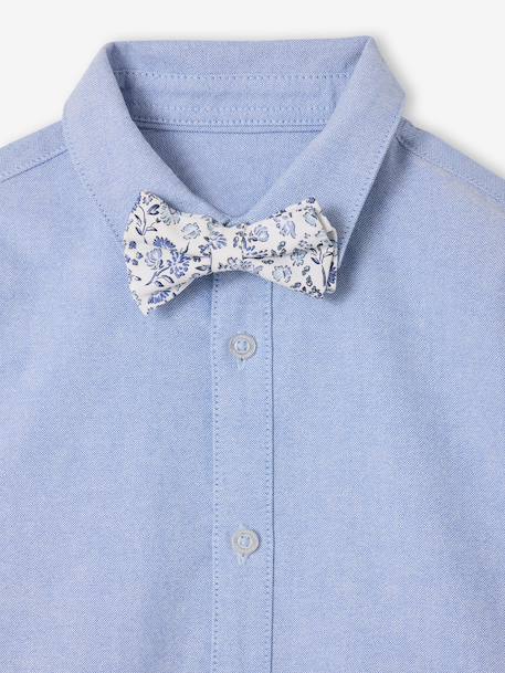 Hemd met lange mouwen en vlinderdas hemelsblauw - vertbaudet enfant 