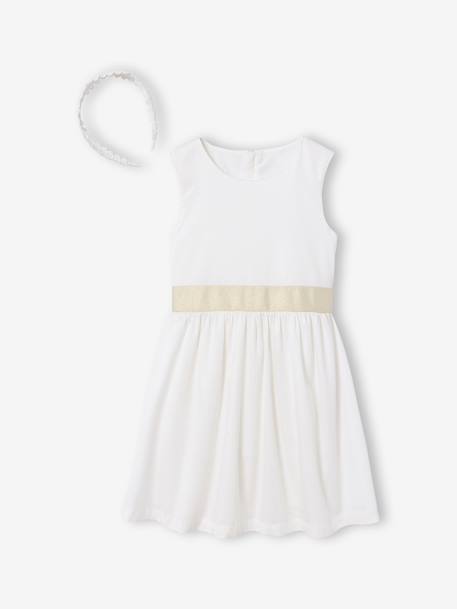 Set met skaterjurk bolero en haarband saliegroen+wit - vertbaudet enfant 