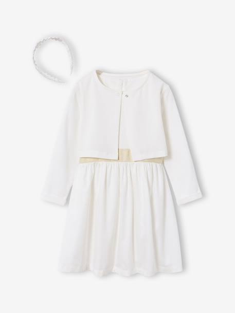 Set met skaterjurk bolero en haarband saliegroen+wit - vertbaudet enfant 