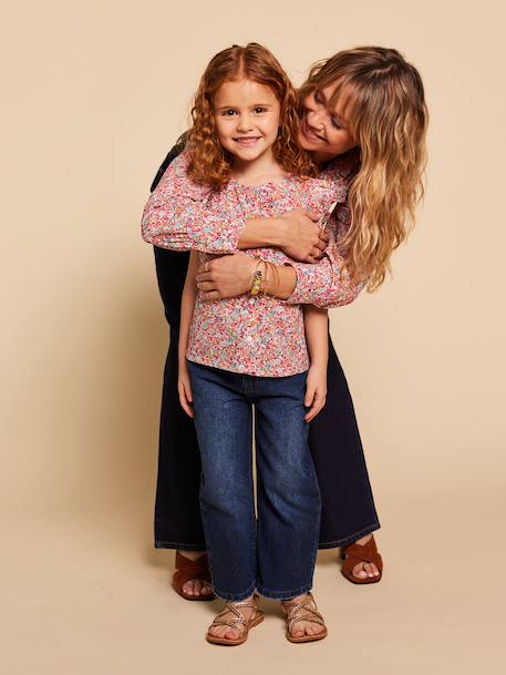 Meisjesblouse met ruches op de mouwen meerkleurig - vertbaudet enfant 