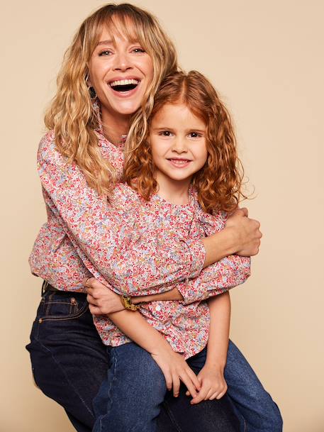 Meisjesblouse met ruches op de mouwen meerkleurig - vertbaudet enfant 